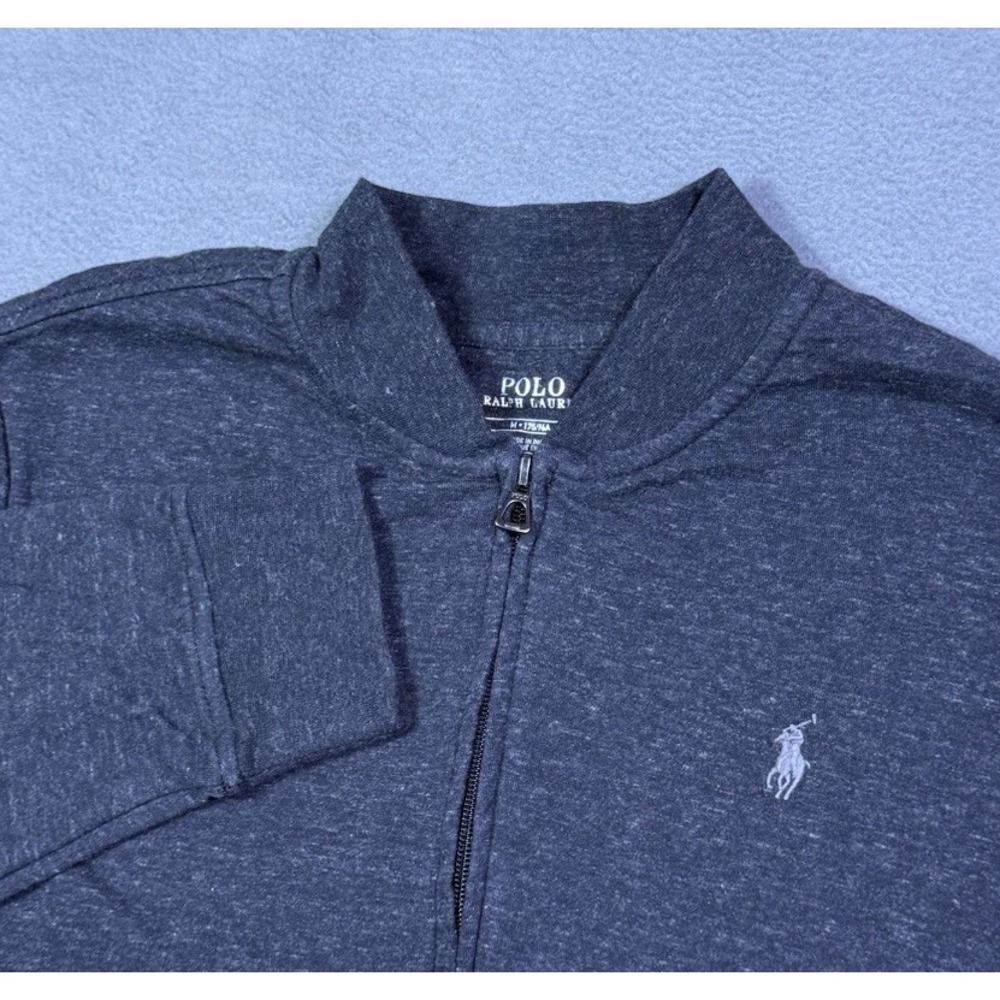 Polo Ralph Lauren Sweatshirt Mens M Full Zip Dark Gray Blade Collar Athleisure